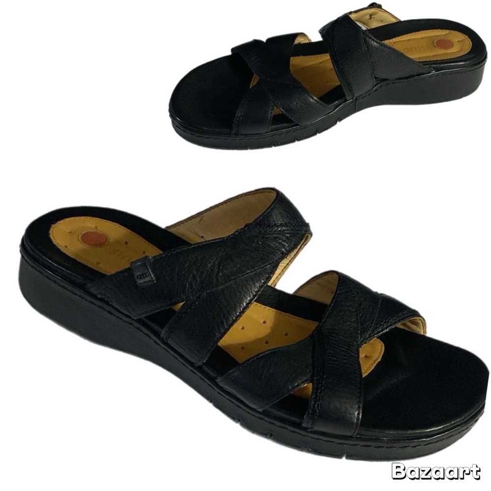 Unstructured CLARKS Sandals, Sz 10, Leather, Slides, Slip on, Classic,Comfort - Picture 15 of 16